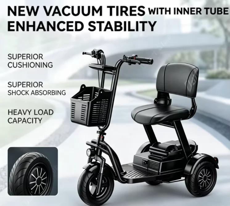 Folding 3-Wheel Electric Tricycle 500W 48V Removable Battery Preassembled for Adults Seniors Disabled Family, US & EU Stock