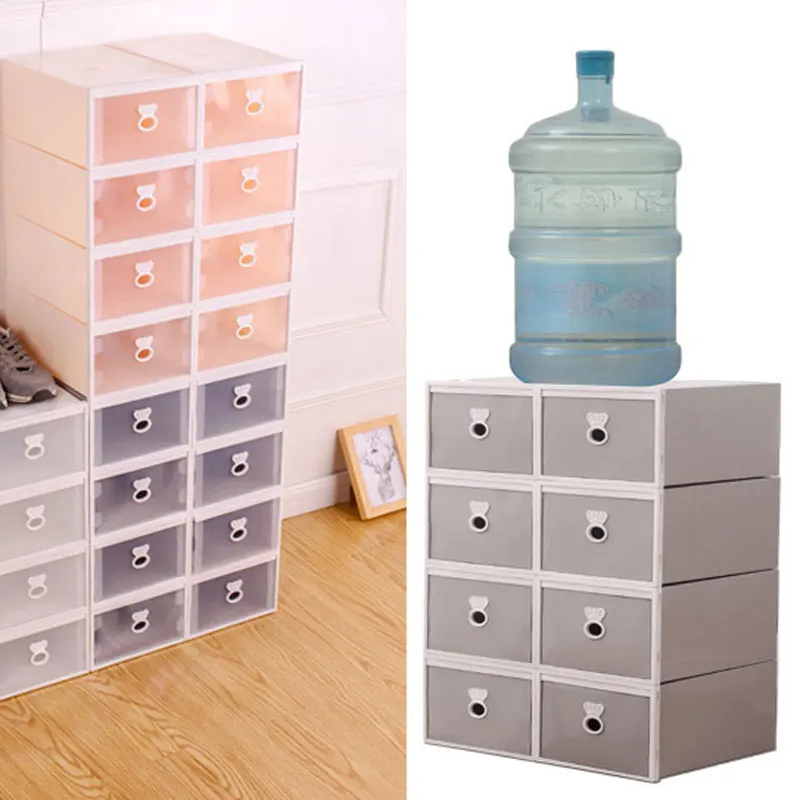 
4 pack combination shoe ark save space, plastic drawer type transparent shoe box 