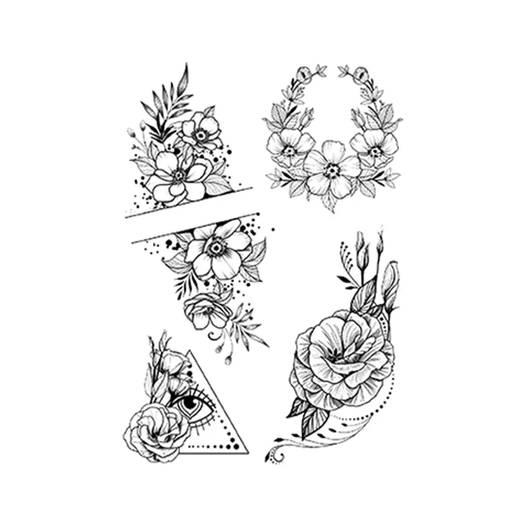 

2021 new styles Black Elegant Flower Tattoo Stickers Female, Cmyk