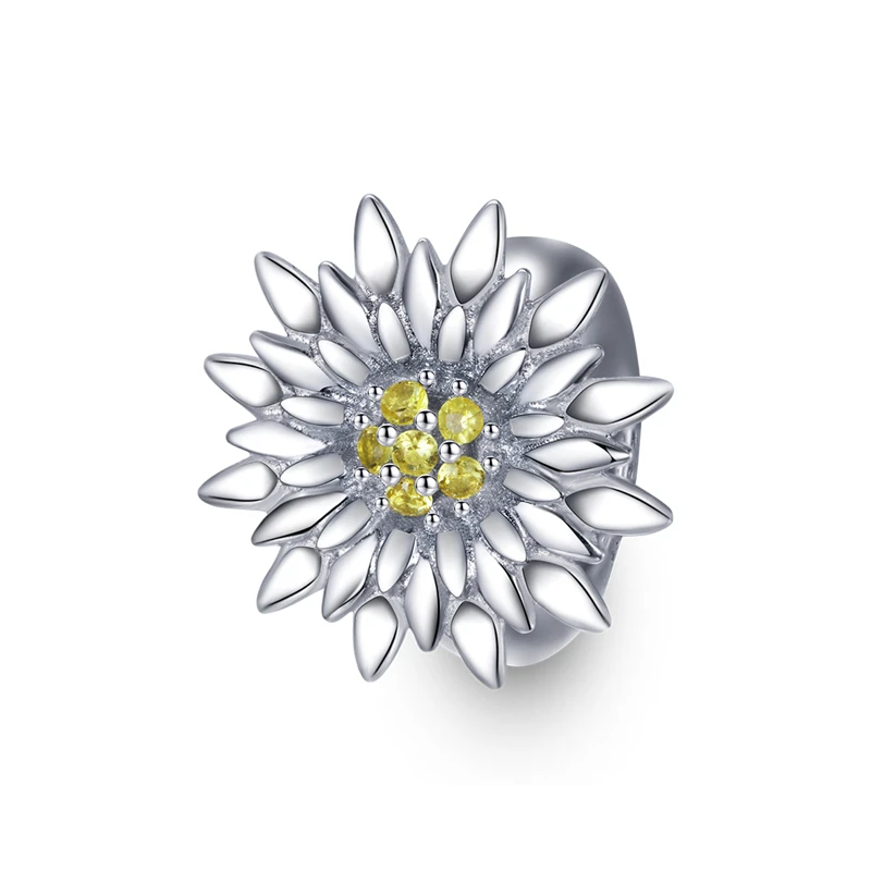 

SCC1765 Beautiful flower bead 925 sterling silver sunflower charms