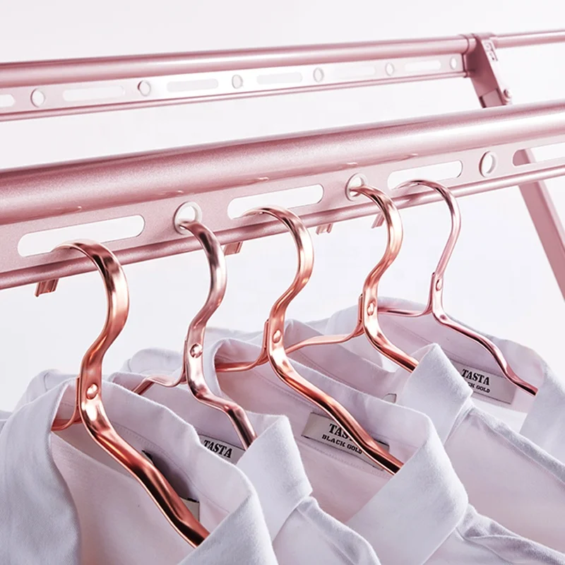 
Custom Stainless Steel Showroom Baby Clothes Display Hanger Stand Brass Clothing Drying Rack Cloth 