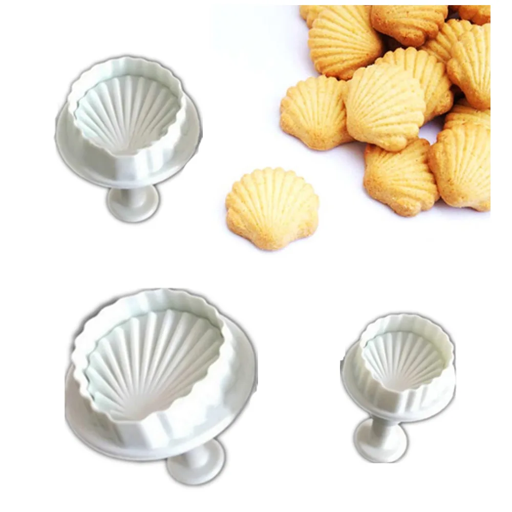 

3PCS Shell Shape Fondant Embossing Mold Plastic Spring Cookie Mold Cake Decorative Baking Tool Kitchen Accessories