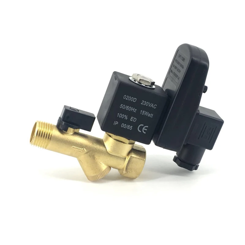 1/2'' Auto Condensate Drain Digital Timer Valve Solenoid 24-230V Model EDV-15T Compressor Control Base Media