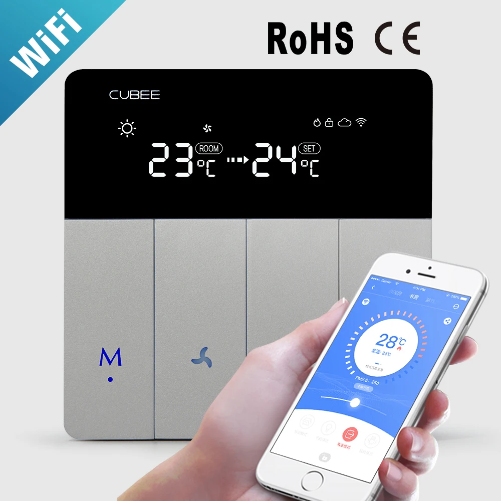 
Reddot Design CUBEE FCU 3 Speed Air Conditioning Cooling Underfloor Heat Pump APP Control WIFI Module thermostat 