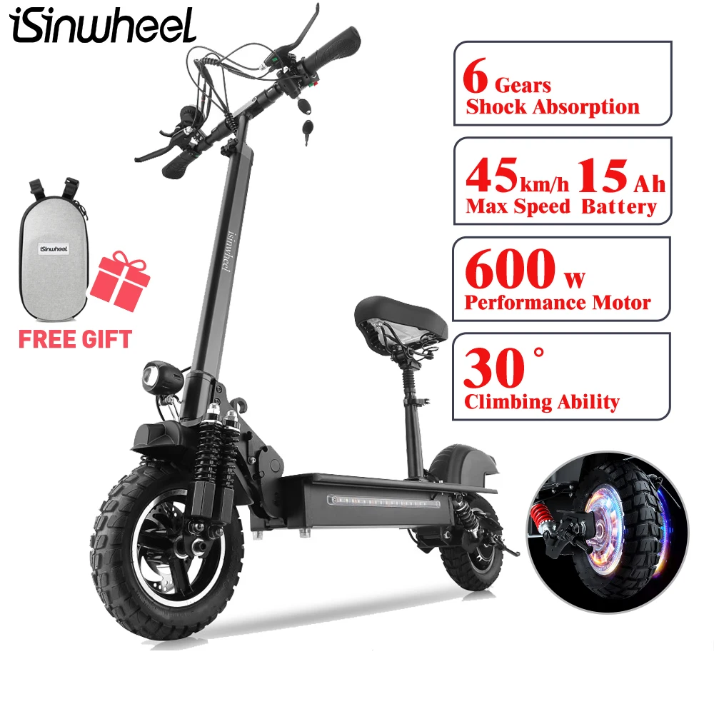 

iSinwheel 15Ah 45km/h 600W IP64 10 inch Off Road Electric Scooter Drop shipping kick Scooters EU UK warehouse Electric Scooters