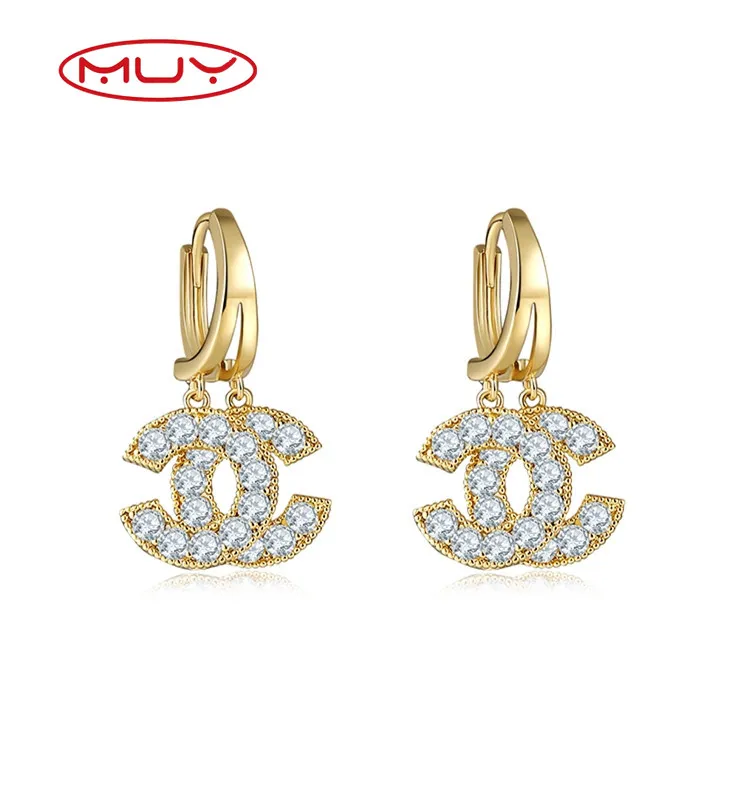 

Muyang jewelry new fashion Diamond Earrings advanced exquisite Double C Letters Fashion Women Earrings, Customized color