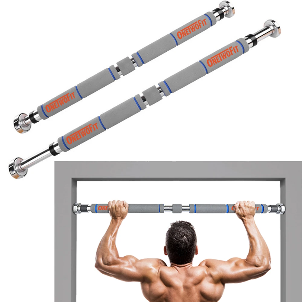 

OneTwoFit Sample No Screw Doorway Portable Fitness Gym Equipment Home Indoor Workout Adjustable Horizontal Chin Pull Up Bar, Gray/black