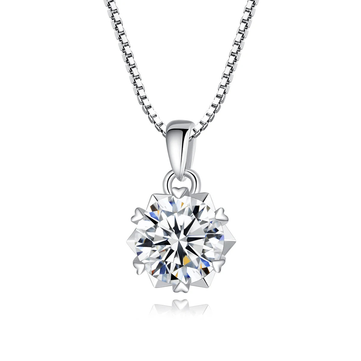

CZCITY Moissanite 1ct Diamond Pendant Necklace 925 Sterling Silver Necklace Heart ClawMoissanite Jewelry