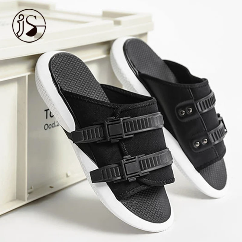 

Men's shoes 2021 new double belt buckle design outdoor slippers simple beach flat bottomed men's sandals