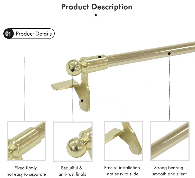 Factory Supply Classical Style Curtain Spring Tension Rod Extension