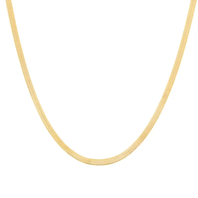 

Luna jewelry 925 silver gold plated herringbone snake chain choker necklace women