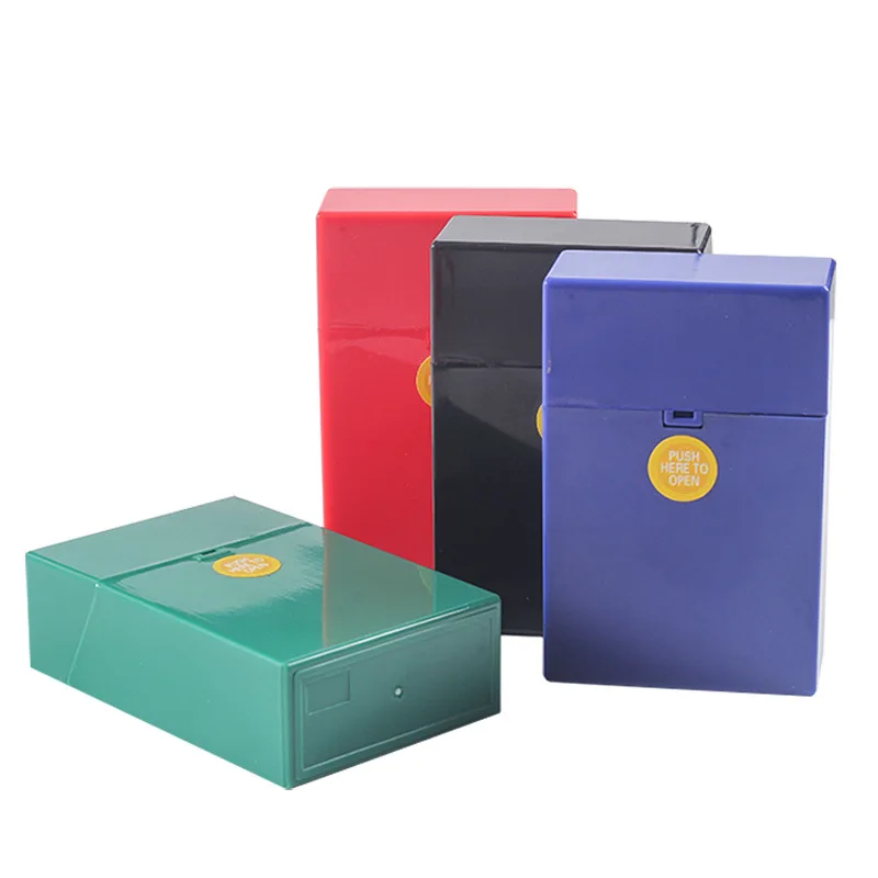 

20pcs Automatic Push Type Flip Portable Moisture Proof Cigarette Case, As picutre