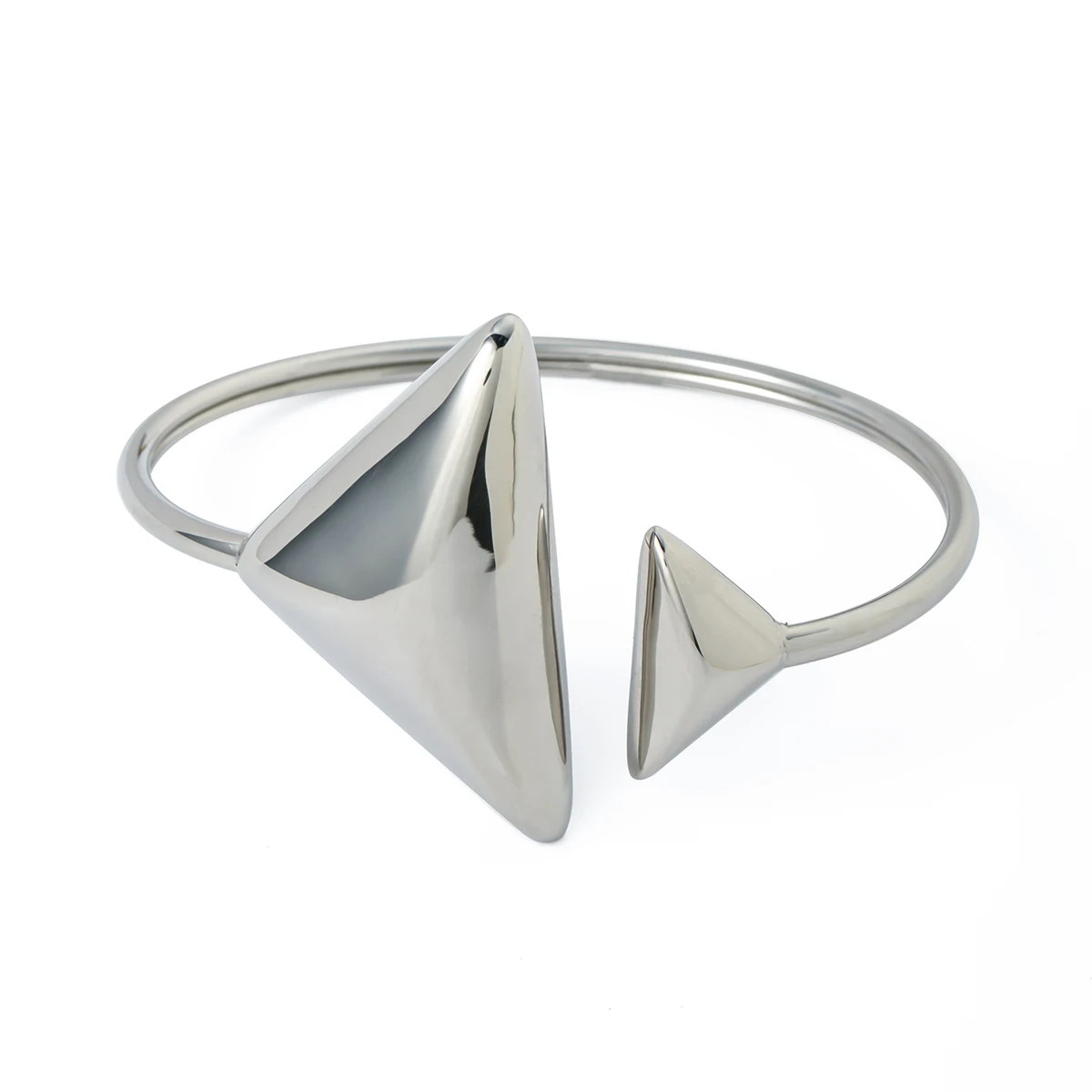 

J&D Clean Fit Stainless Steel Jewelry High Polish Geometric Stretch Triangle Tarnish Free Smooth Bangle