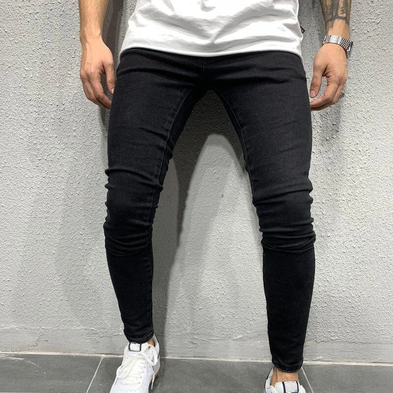 

Men's Stretch Skinny Stacked Jeans Gold Classic Three-Color Side Stripped Jeans For Men