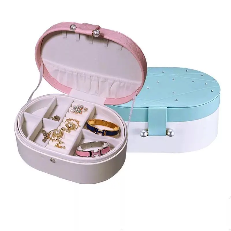 

With Logo Travel Case Stylish Candy Necklace Carry Box Bags Shinny Roll Small Pu Leather Jewelry Bag