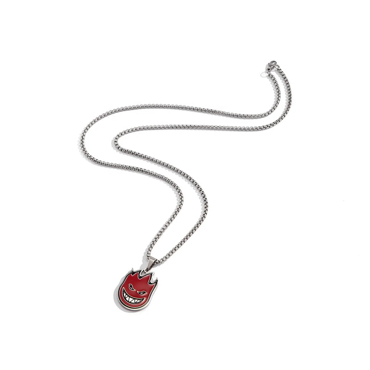 

Eico Stainless Steel Red Fire Devil Shaped Pendant Necklace Fashion Jewelry Hip Hop Pendant Necklace For Men And Women