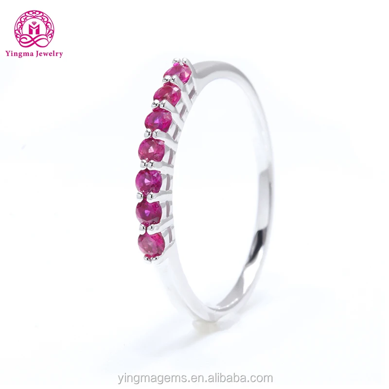 

Seven stone ring red color 925 sterling silver cz ruby ring