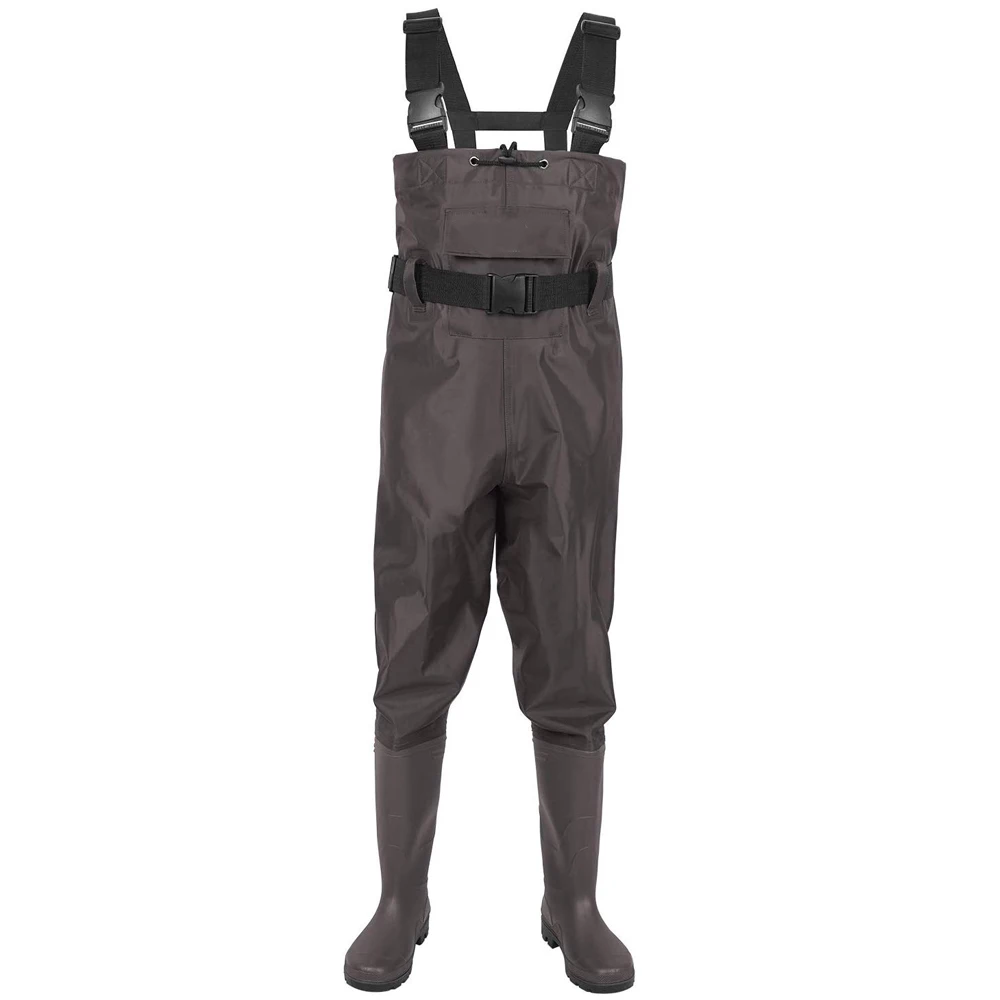 
Bootfoot chest wader, 2 Ply Nylon/PVC waterproof fishing & hunting waders for Men and Women (Green and Brown) B07 
