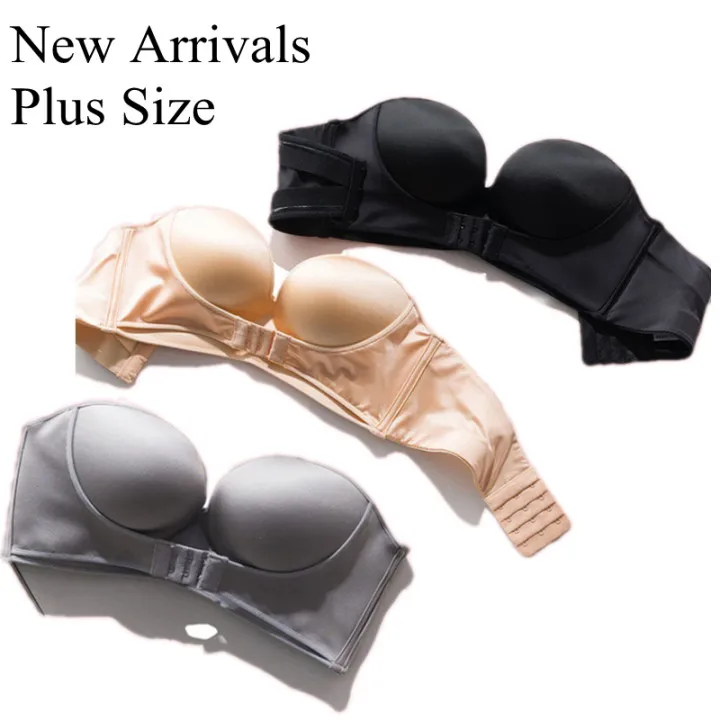 

Poyan New Arrivals 32A-40F Solid 3 Colors Soutien-Gorge Strapless Front Buckle Lift Plus Size Strapless Bra For Big Bust, Picture show