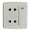BS/UK/British IEC/EN60669-1 13A 250V AC double control 1 gang 2 way push button wall switch + 4 pin socket with night indicator