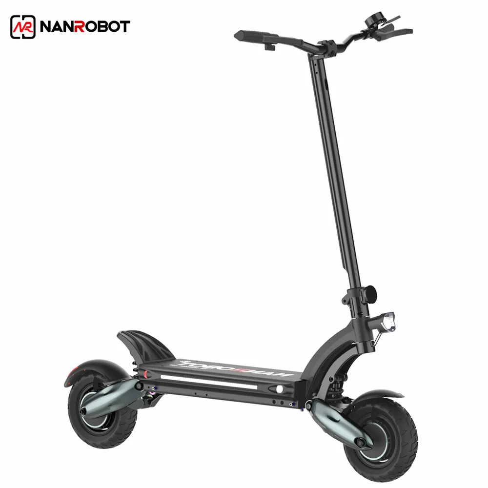 NANROBOT oil brake 2000w 52v 60km 10 Inch High Speed Powerful Adult Electric Scooter For Sale, Black and green details