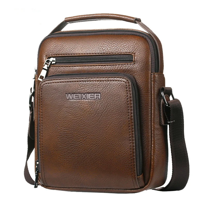 

Waterproof PU leather Men Satchel Messenger Crossbody Bag Fashion Business Casual shoulder Sling Bag, Black,brown