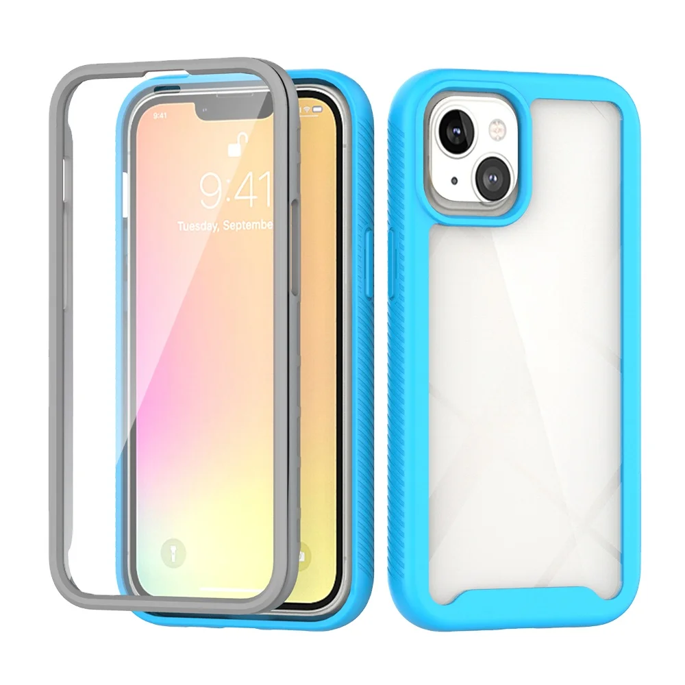 

Built-in Screen Protector Clear Shockproof Full-Body transparent Protective Phone Cover For iPhone 12/13 Pro Max Case, 6 colors