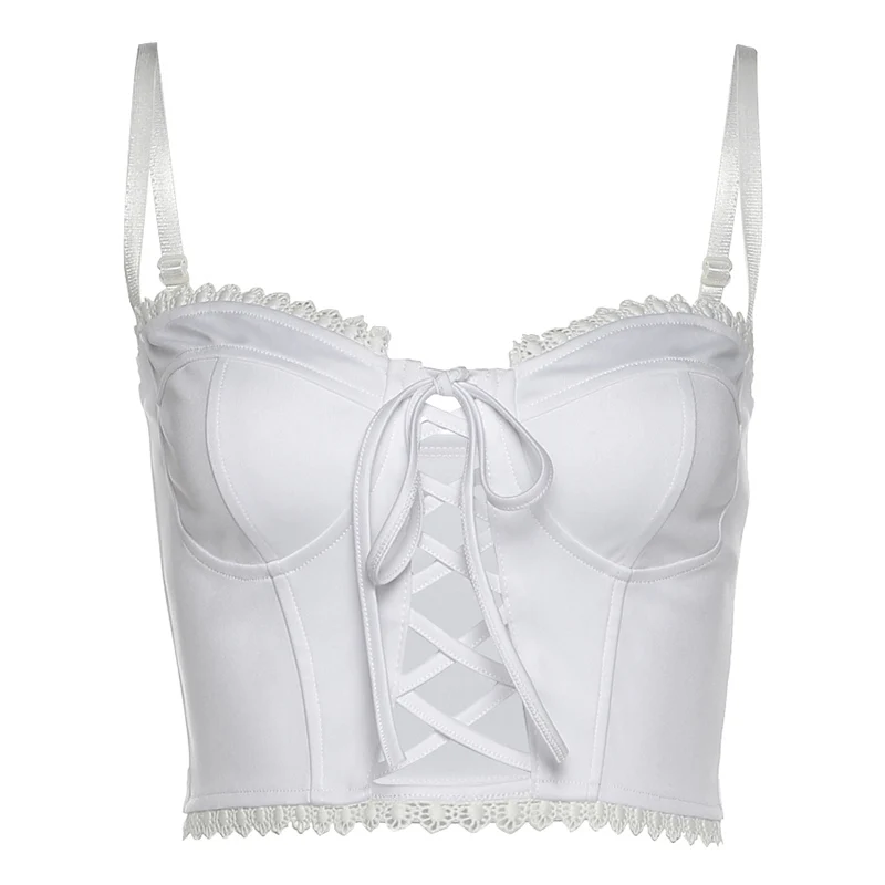 

womens camisole hot sale lace edge sexy hollow out corset top lace up bodycon women crop top