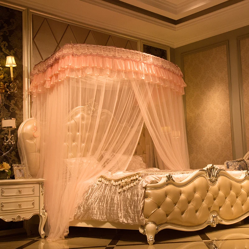 Factory Custom King Queen Full Size Square U Shape Guide Rail Bed Sleeping Mosquito Net