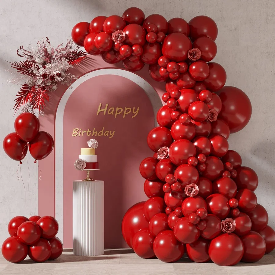 

87pcs Ruby Red party balloons Garland Arch valentines decorations set Latex Balloons for Birthday Party Wedding