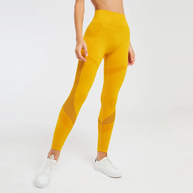

Wholesale high waist workout leggings soft custom leggings mesh breathable yoga Ankle-Length seamless yoga sports wear, As shown or customized