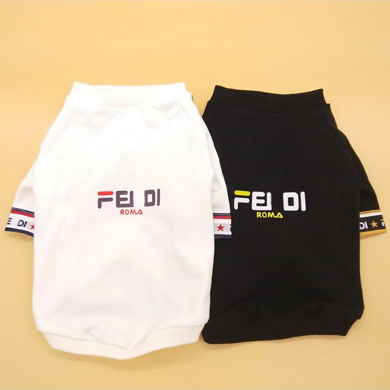 

New trend brand tide brand black white pure cotton puppy clothes pet T-shirt
