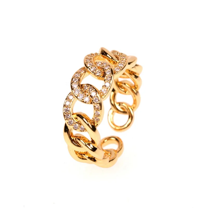 

Brass Elegant Full White Cubic zirconia Ajustable Ring, Golden plated color