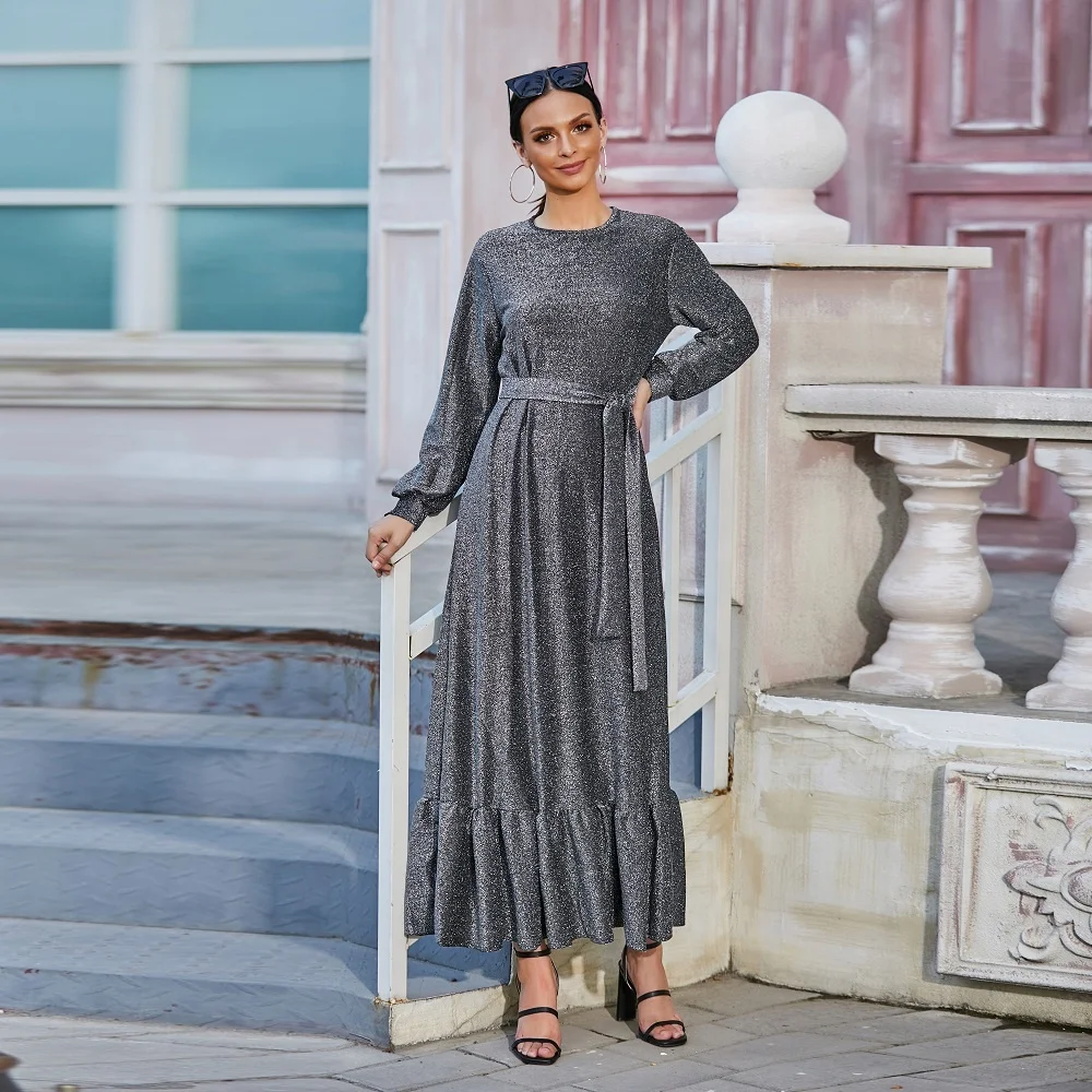 

Fashion EID abaya Dubai Turkey muslim dress kaftan women glitter dress islamic clothing abaya, Black, gold