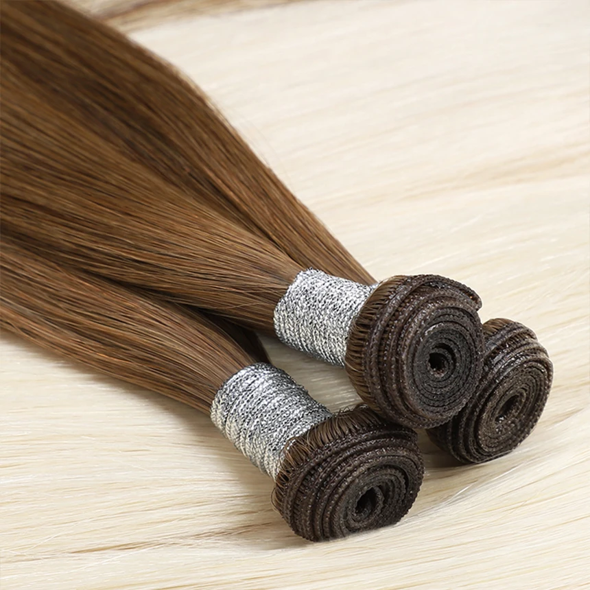 Remy 100% Human Hair Extensions Genius Weft Russian Hair Extentions Weft Seamless 22 Inch Brown 50g Genius Weft Hair Extensions