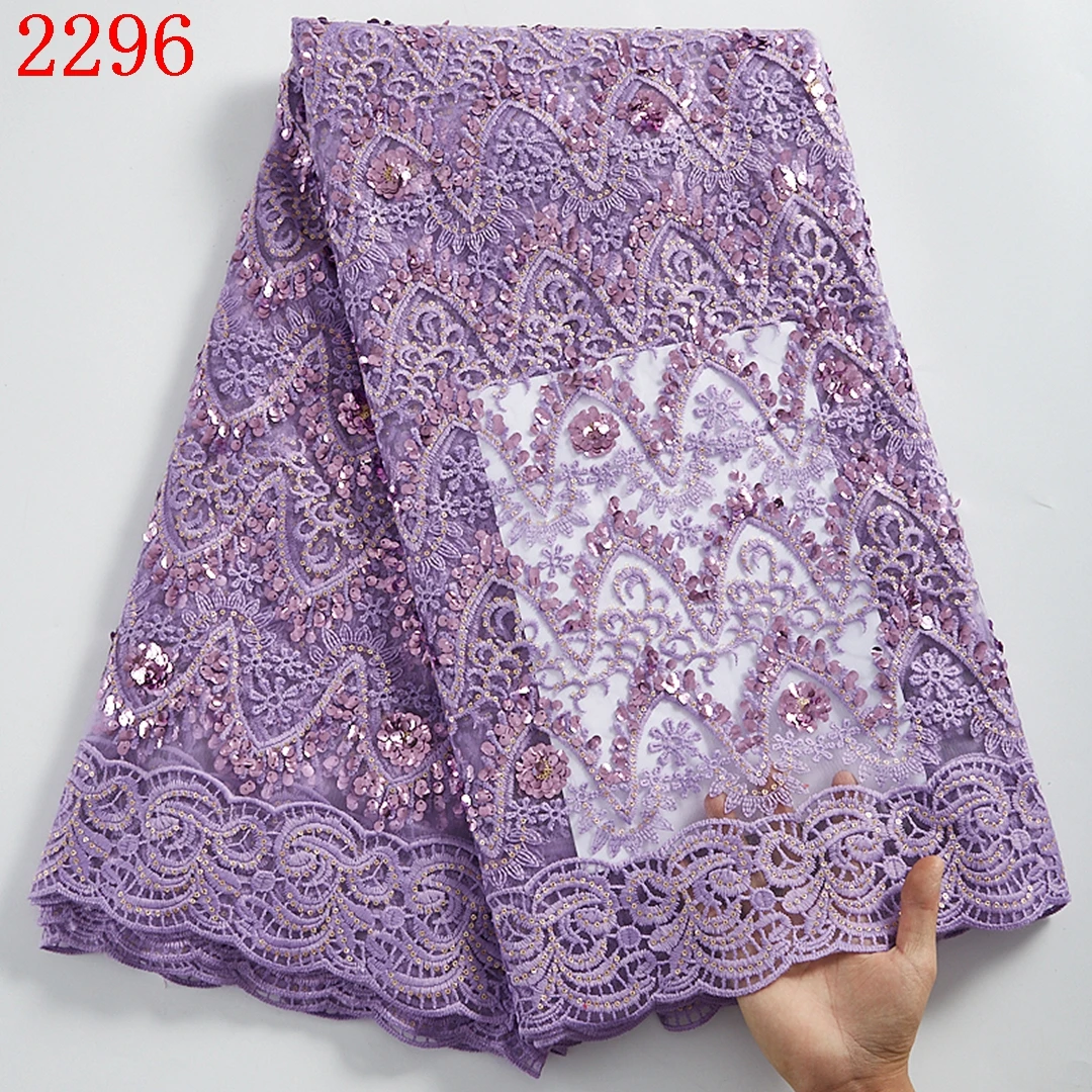 

Free Shipping African Milk Silk Lace Fabric With Sequins Embroidery African Tulle Lace Fabric 2296