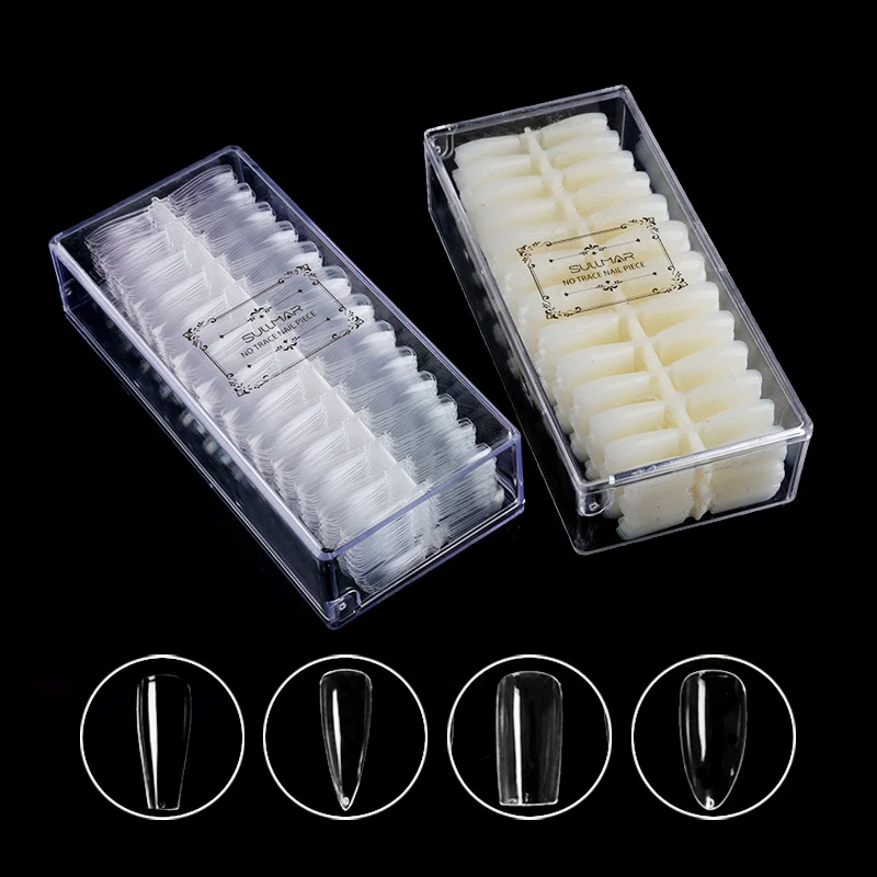 

504/520Tips Stiletto Nail Tips Blanks Square Nails Gel Display Card Color Ballerina ABS False Nail Art Salon Manicure Tools