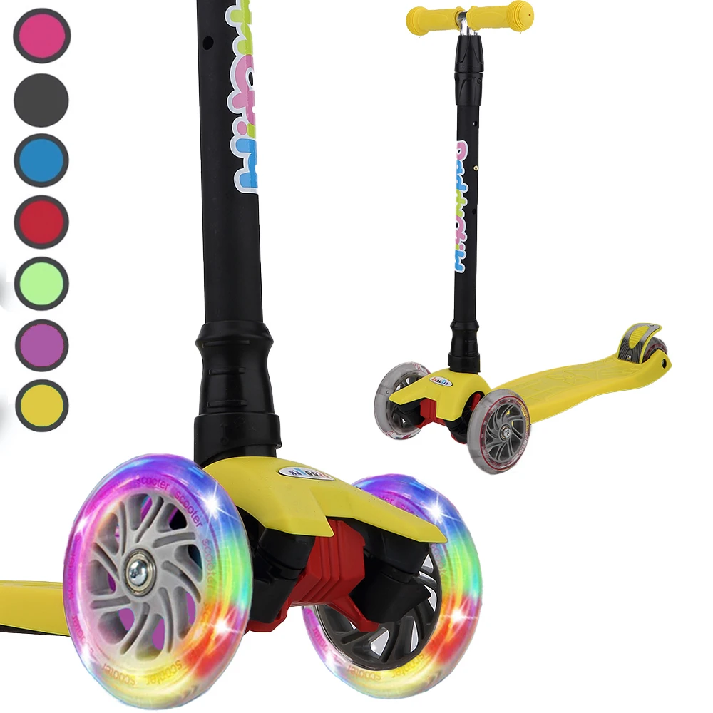

4 LED light PU wheels adjustable kids toys walking baby kick foldable children scooter