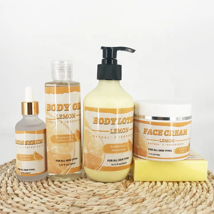 

Natural Organic Lemon Skincare Face Bleaching Cream Lightening Body Lotion Oil Whitening Soap VC Serum, Picture