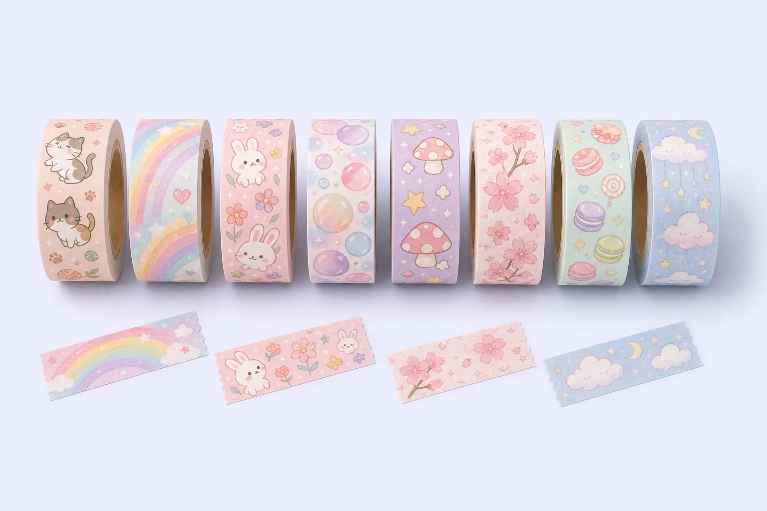 Eight roll complete collection with tape swatches
