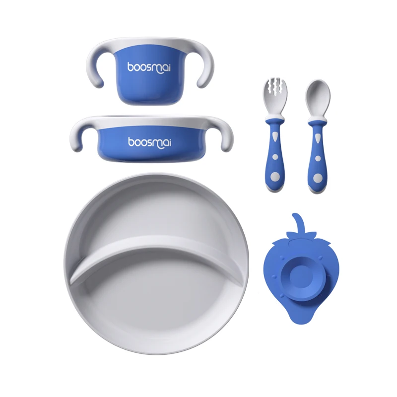 

5 Piece kids feeding Toddler baby Divided Plate and Bowl Dining Set, Customized color
