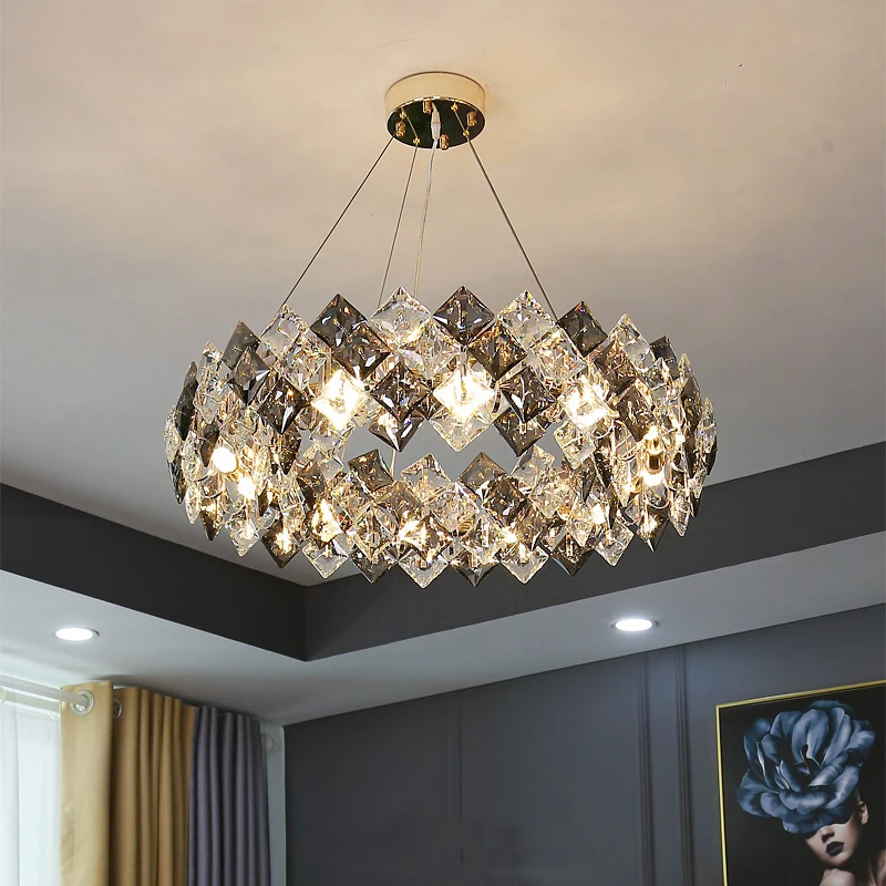 

Living room large round pendant light home decor designers hanging lamp kitchen bedroom modern gold luxury K9 crystal chandelier