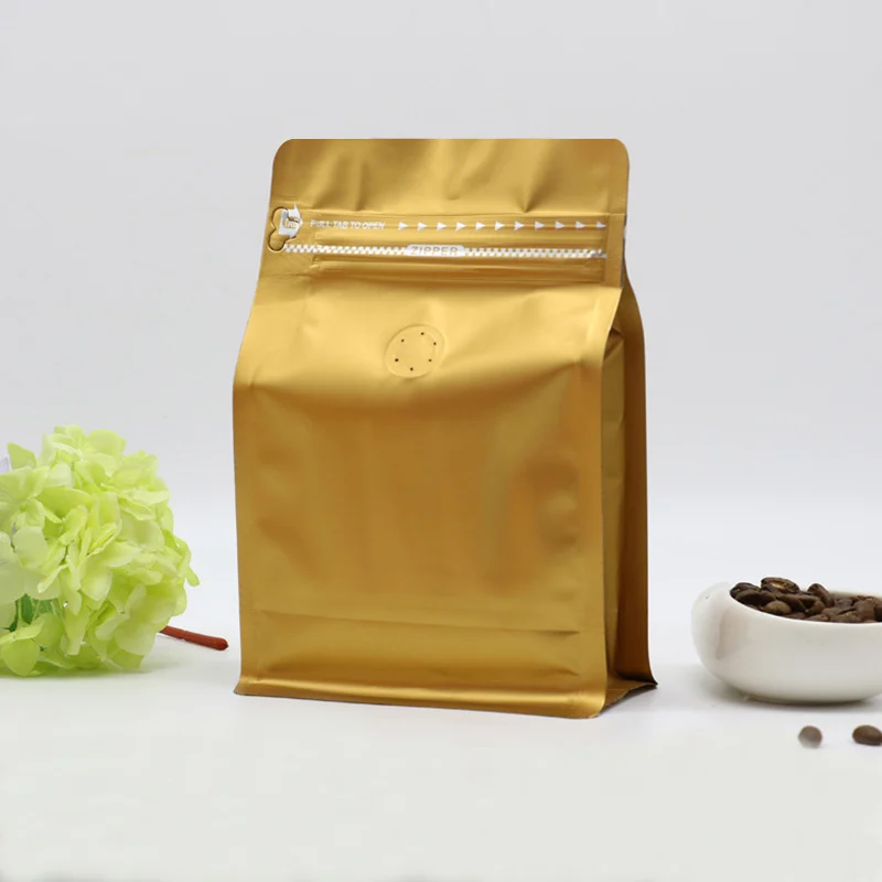 拉丝扣拉链亚光完成铝箔方形包装袋咖啡/茶/粉末