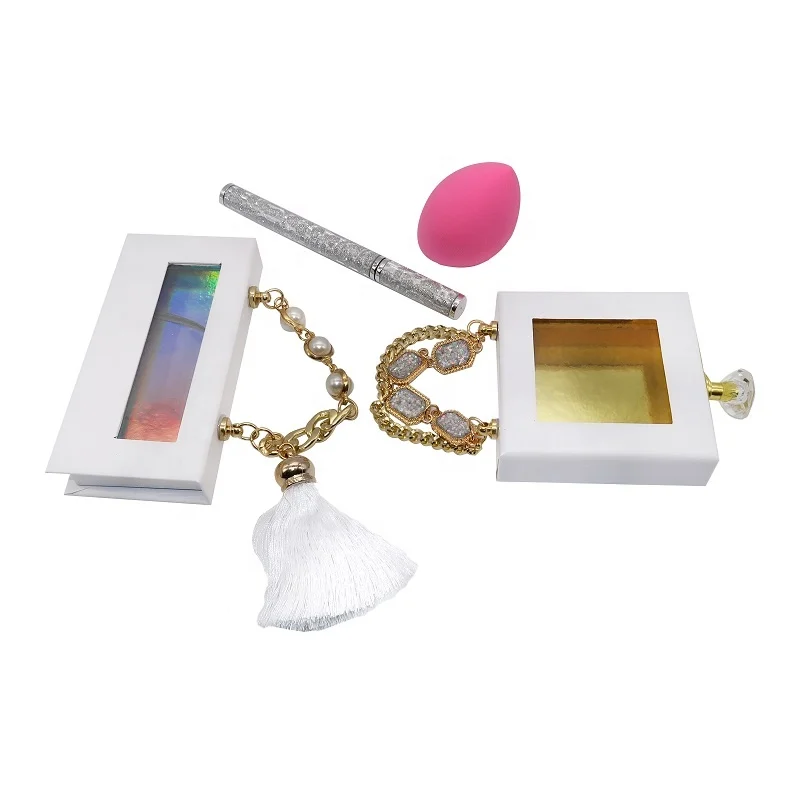 

Bestselling 100% Handmade 4D Mink Lashes with diamond chain eyelash package, Natural color