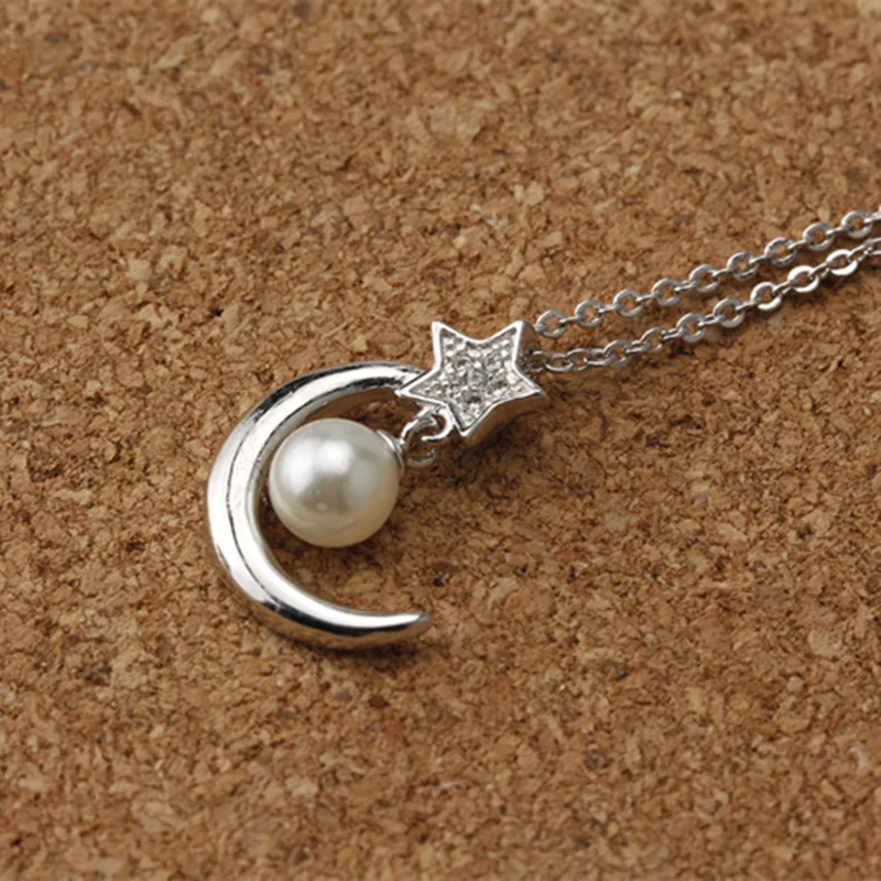 

925 sterling silver personalized name plate moon jewelry necklaces, Picture