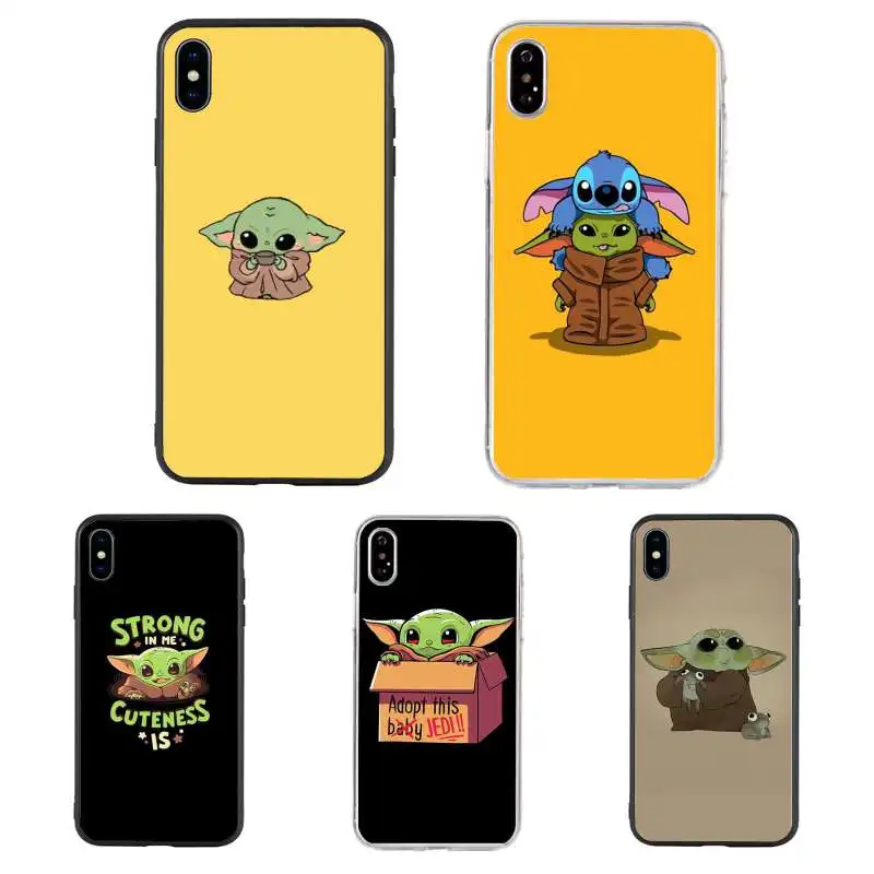

2020 New solid color background phone case baby yoda for iPhone 11 Pro X XR XS MAX 6 S 7 8 Plus soft silicon phone case