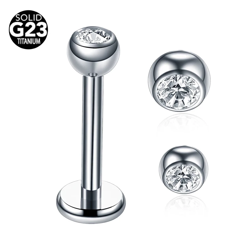 

G23 Titanium With Drill Ball Labret Piercing Internal Thread External Thread Ear Stud Cartilage Helix Piercing Body Jewelry