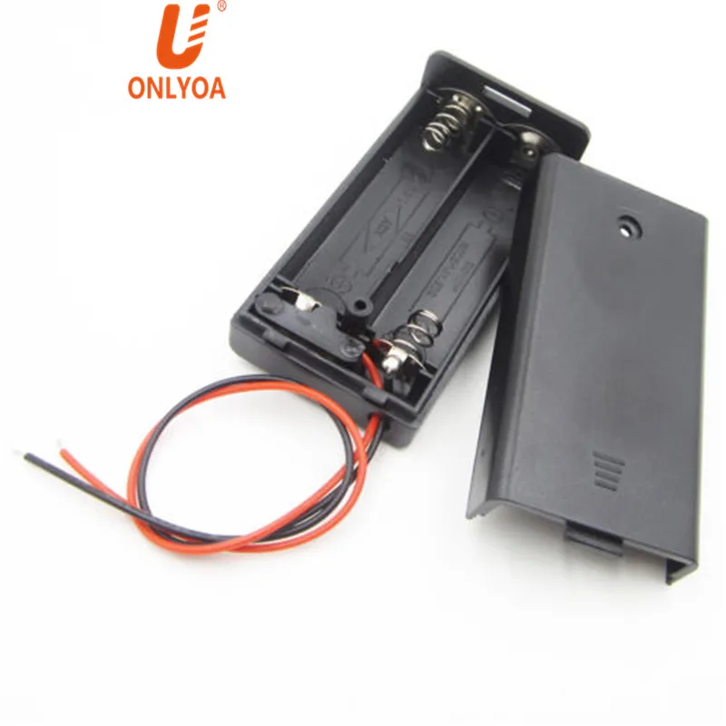 2PCS Plastic Battery Storage Case Box Holder Für 2 X AA 3V wire leads 2xAA 