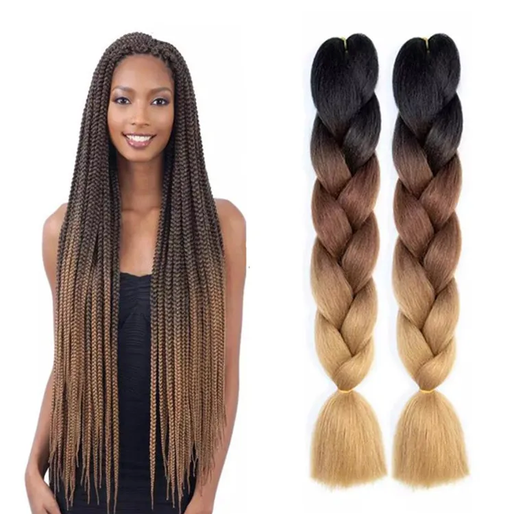 

24inch Jumbo Braids Synthetic Hair Extension Ombre Braiding Hair One Piece Afro Bulk Hair Jumbo Crochet Braids, 80 colors