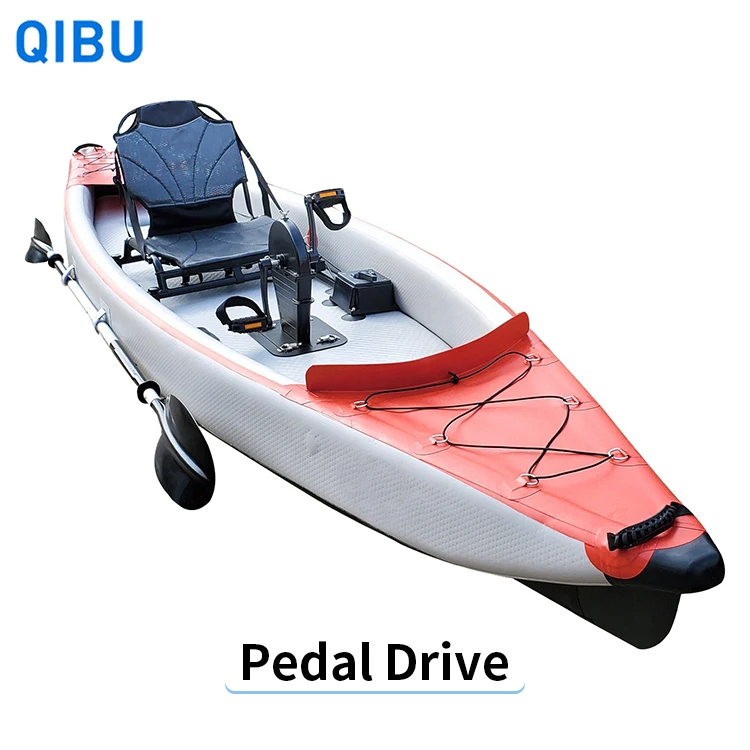 

QIBU wholesale 420x95x28cm All Drop Stitch Pedal foot drive fishing SUP canoe Inflatable Kayak, Customized